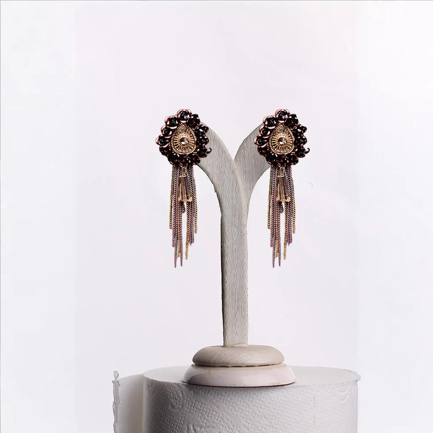 Alluring Drop Earrings with Delicate Gold Chains and Tassels Attractive Sister