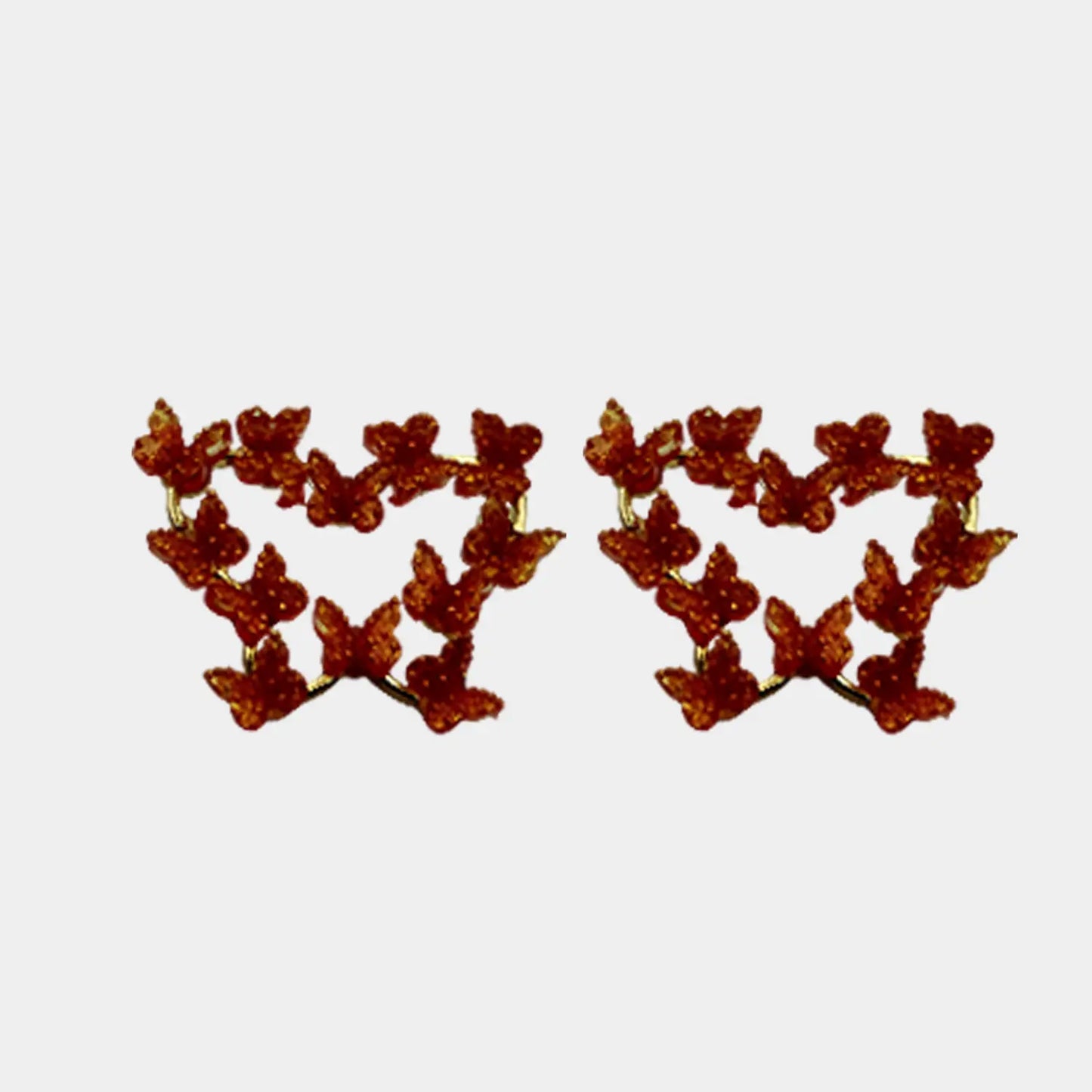Delicate Gold Butterfly Earrings with Red color Attractive Sister