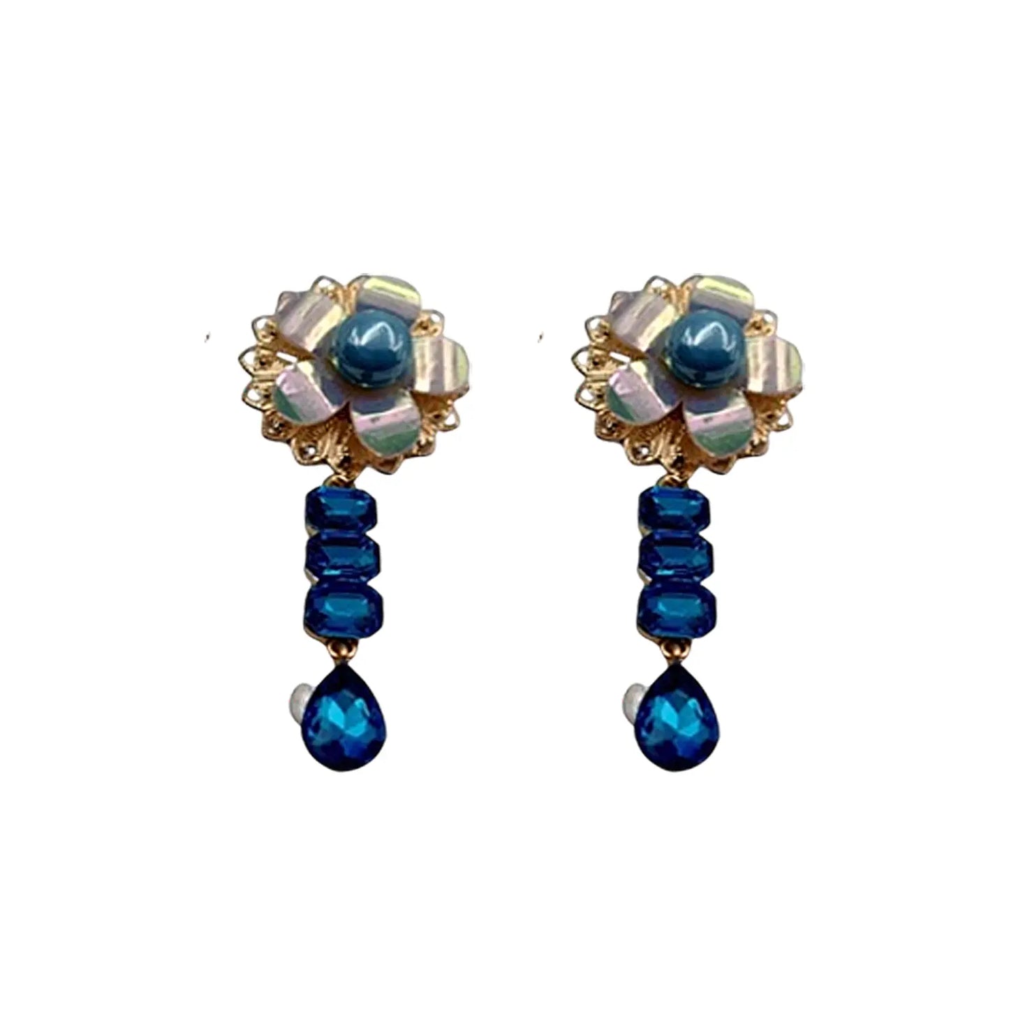 "Gilded Opulence: Red Rhinestone and Pearl Drop Earrings" Attractive Sister