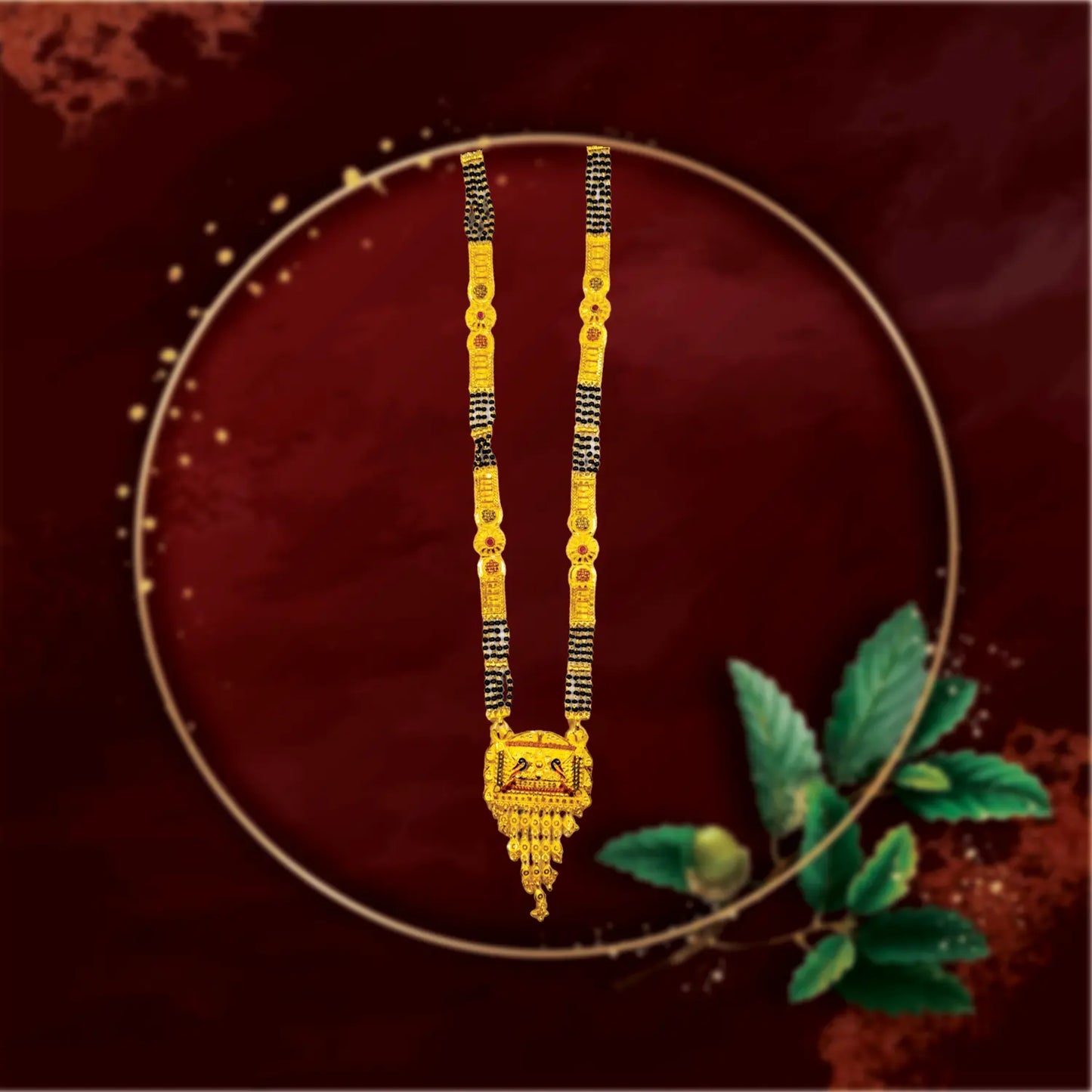 Gold-Plated Mangalsutra with Black Beads for Women Attractive Sister