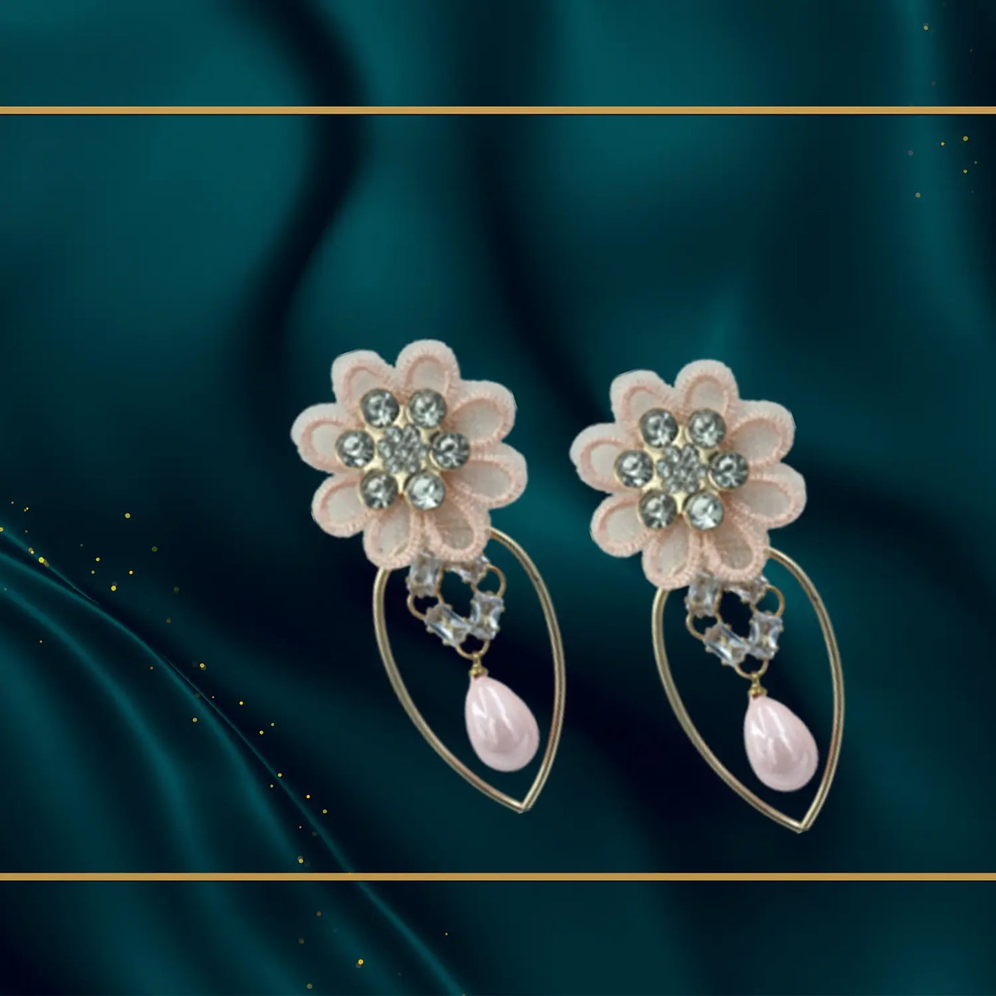 Antique Flower Earrings with Delicate Pearls Attractive Sister