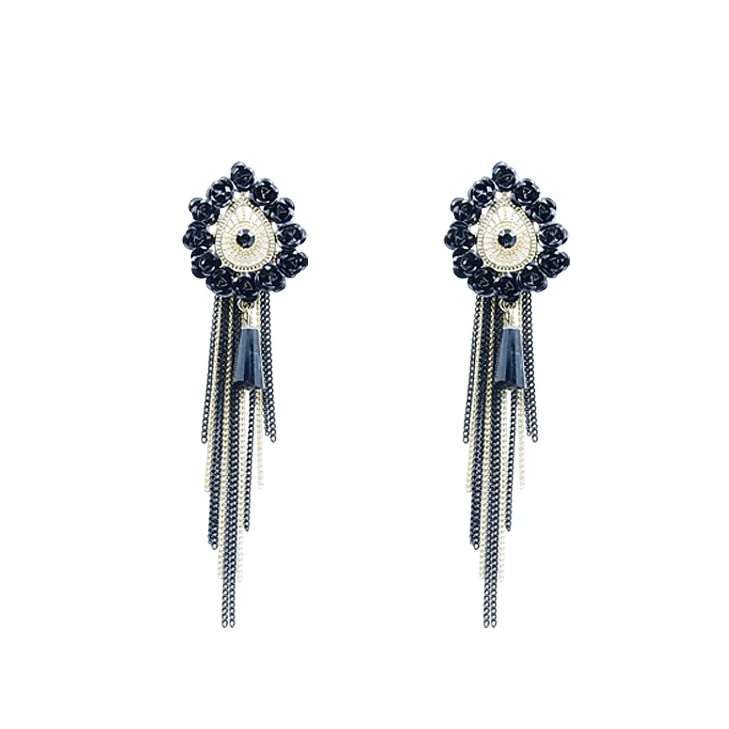 Alluring Drop Earrings with Delicate Gold Chains and Tassels Attractive Sister