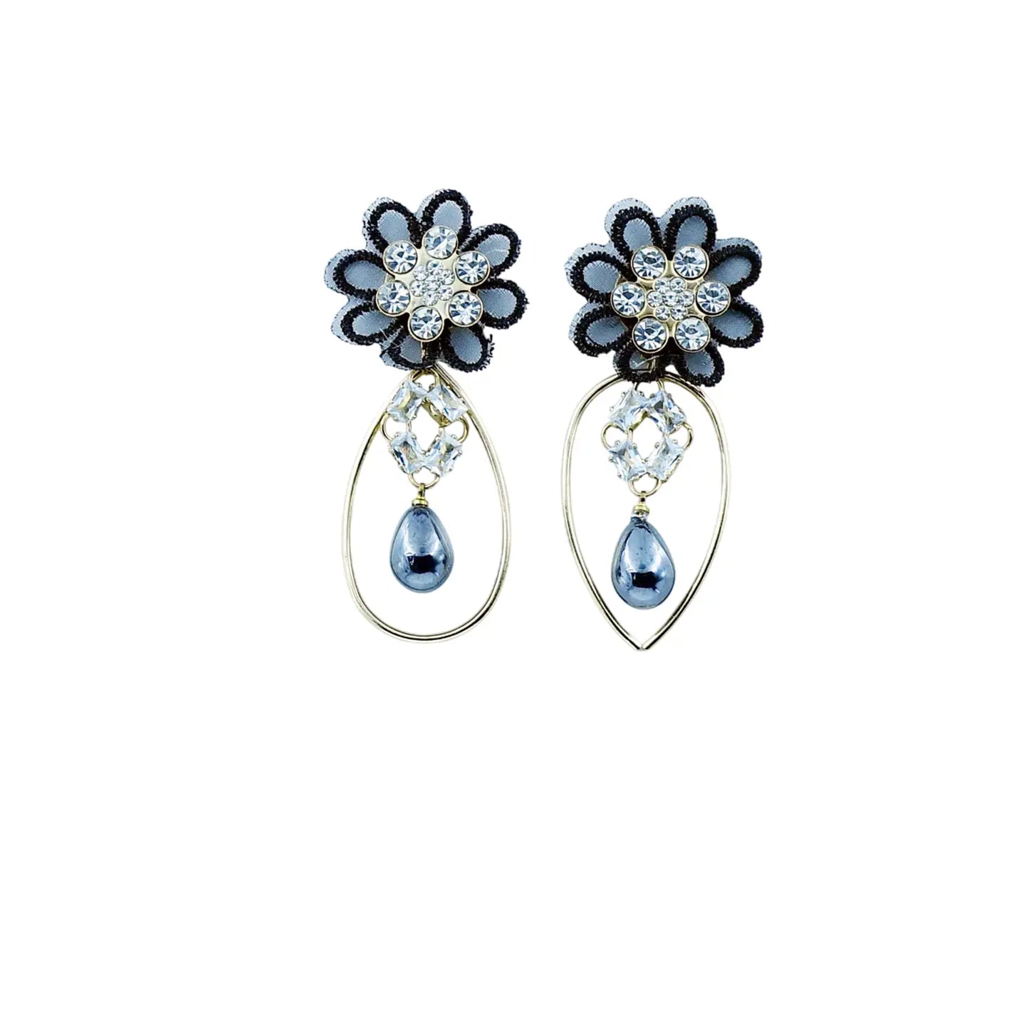 Antique Flower Earrings with Delicate Pearls Attractive Sister