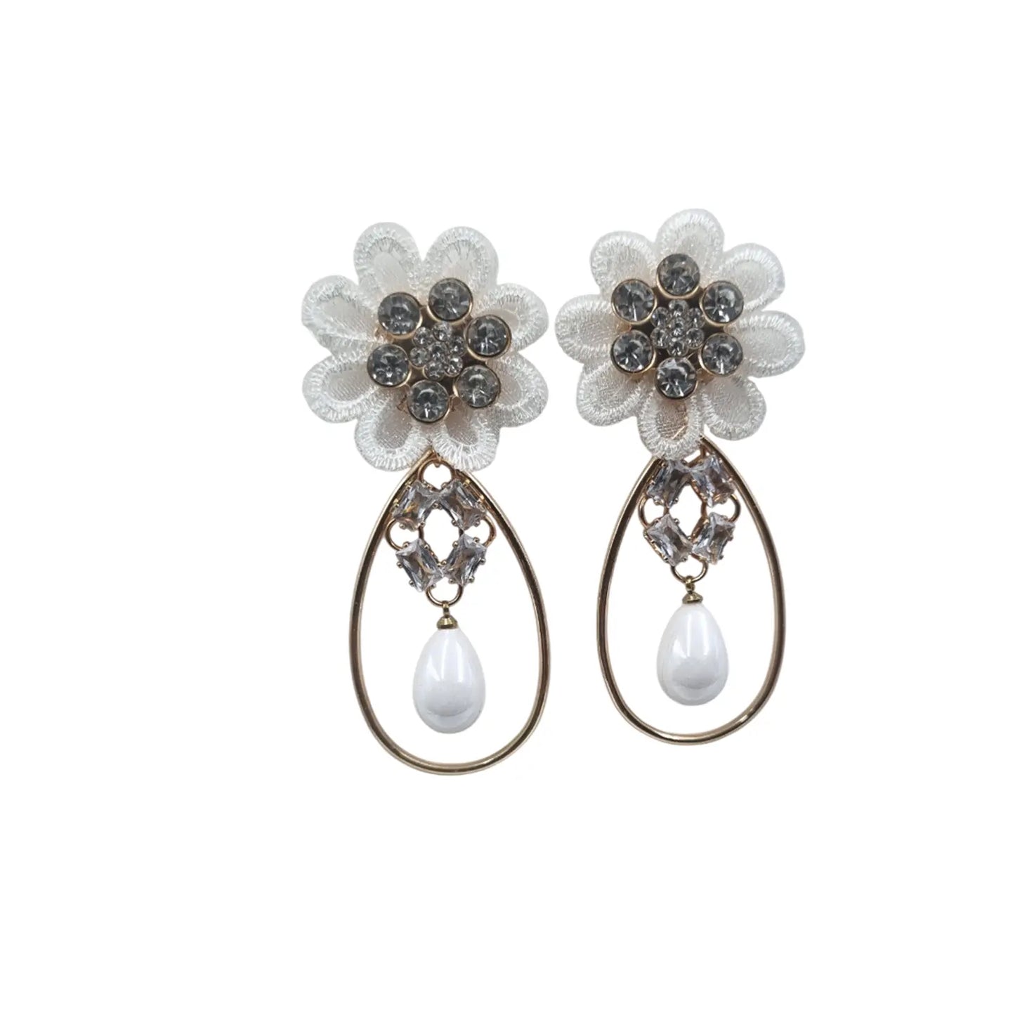 Antique Flower Earrings with Delicate Pearls Attractive Sister