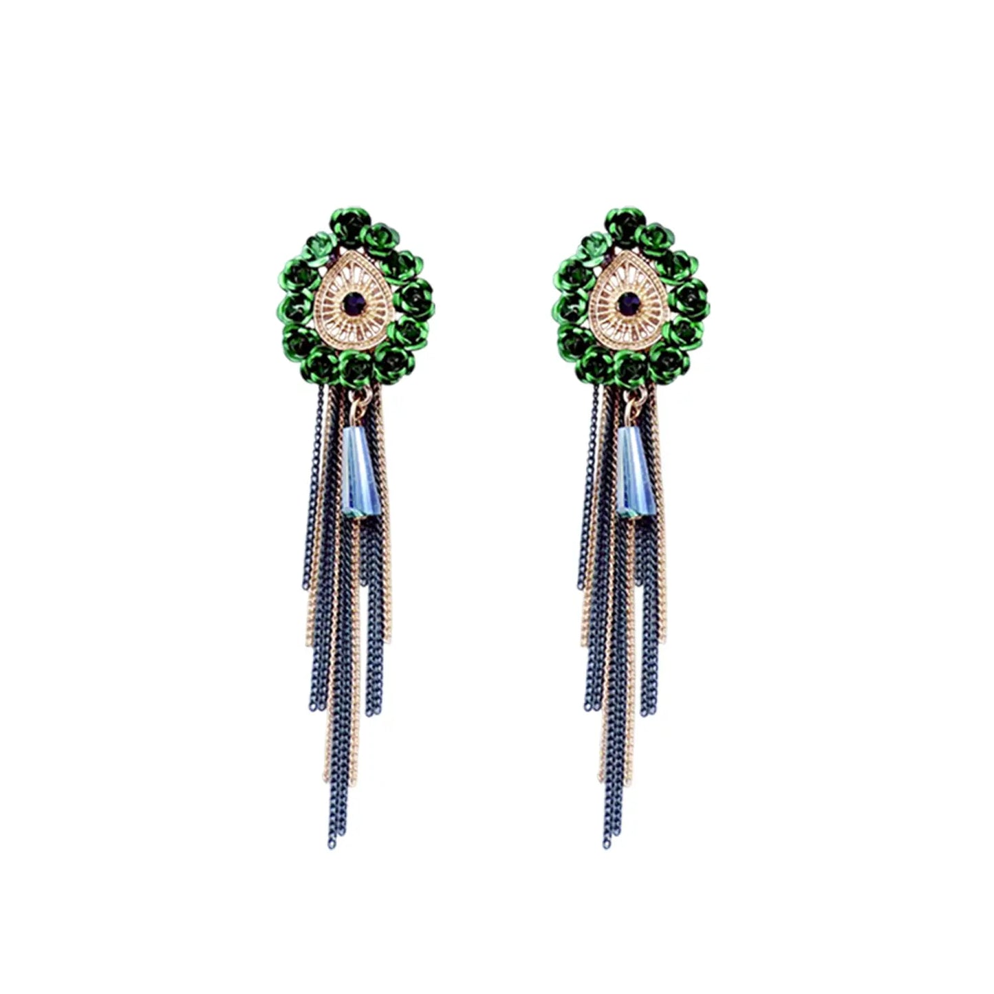 Alluring Drop Earrings with Delicate Gold Chains and Tassels Attractive Sister