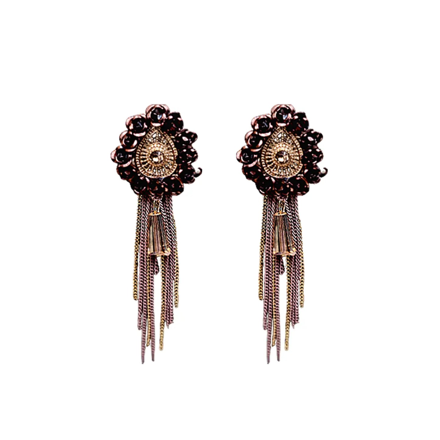 Alluring Drop Earrings with Delicate Gold Chains and Tassels Attractive Sister