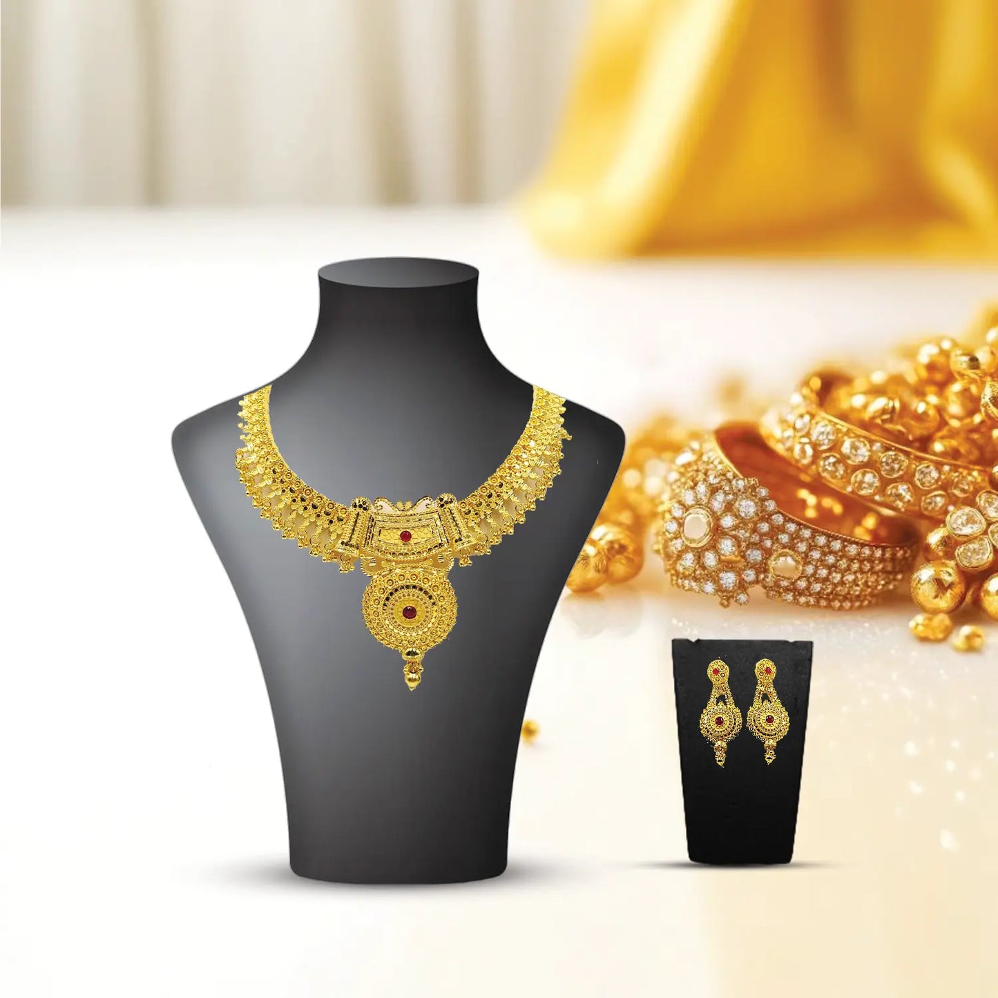 Minimalist One-Gram Gold-Plated Necklace Set Lightweight and Elegant. Attractive Sister