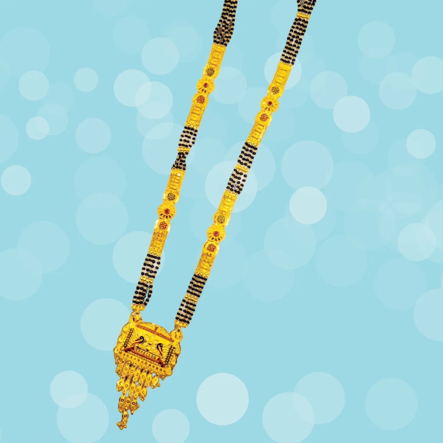 Gold-Plated Mangalsutra with Black Beads for Women Attractive Sister