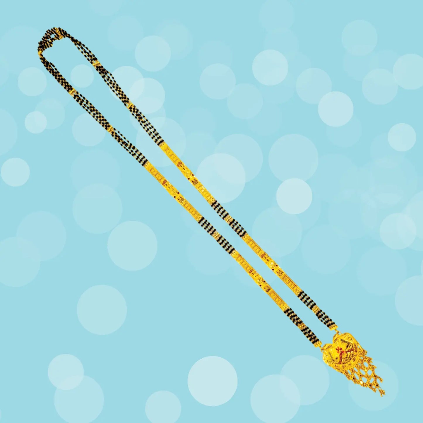 One gram gold Mangalsutra for Everyday Wear with Black Beads Stones Attractive Sister
