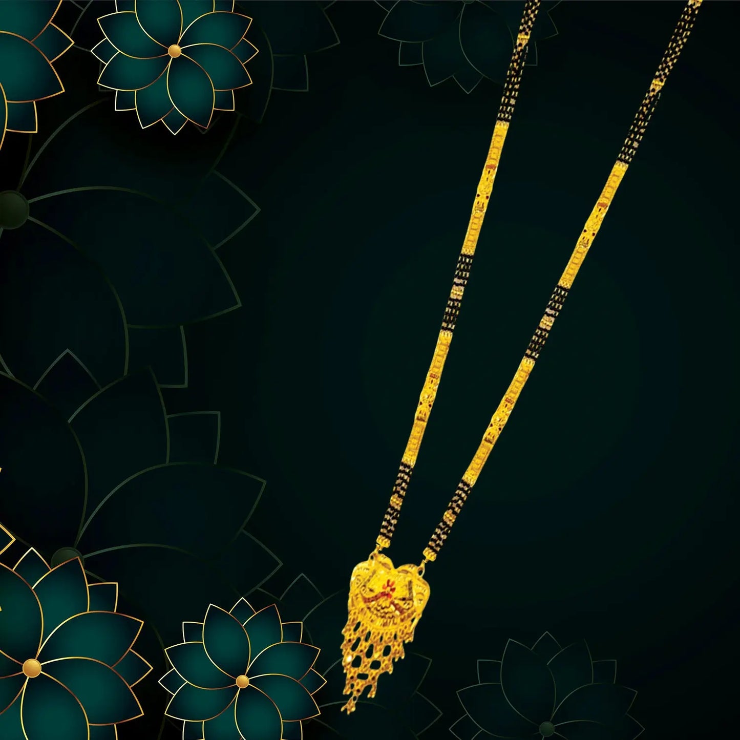 One gram gold Mangalsutra for Everyday Wear with Black Beads Stones Attractive Sister