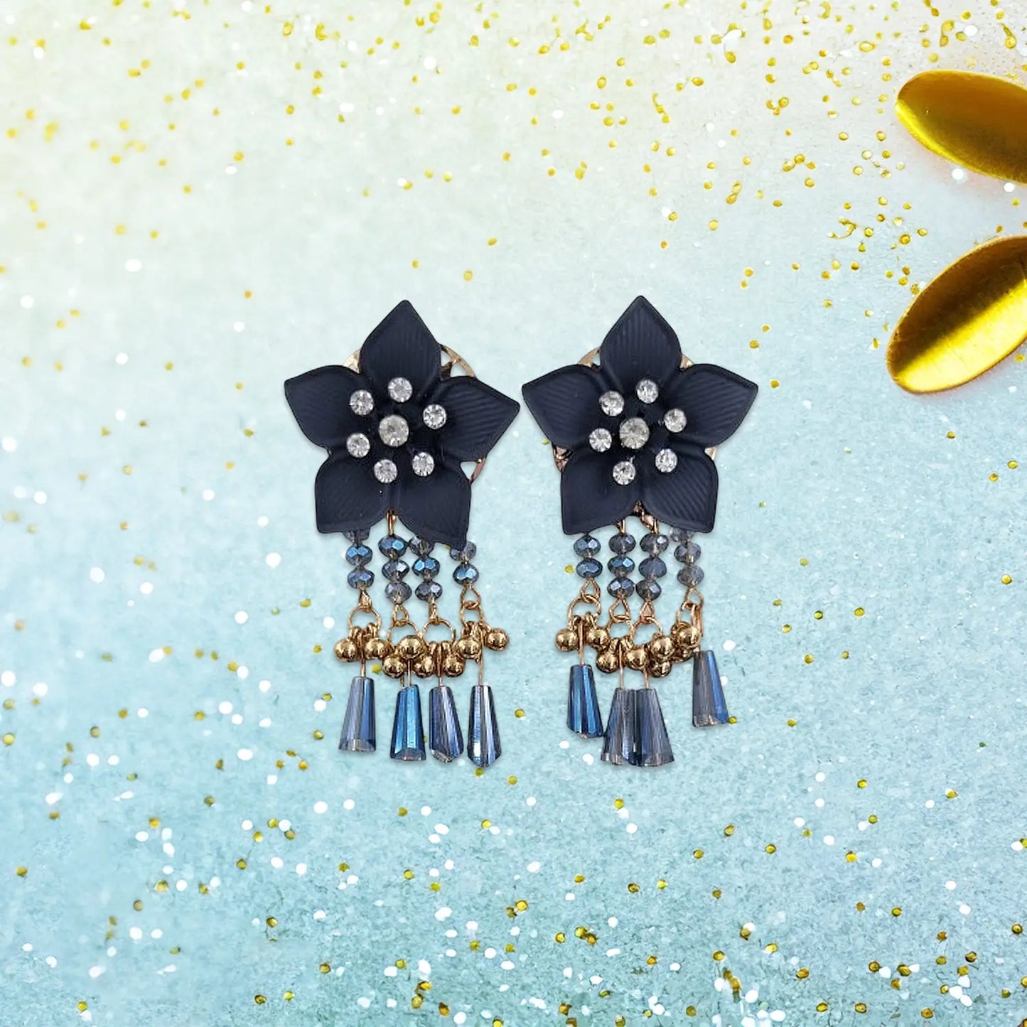 Elegant Flower Earrings with Gold Accents Attractive Sister