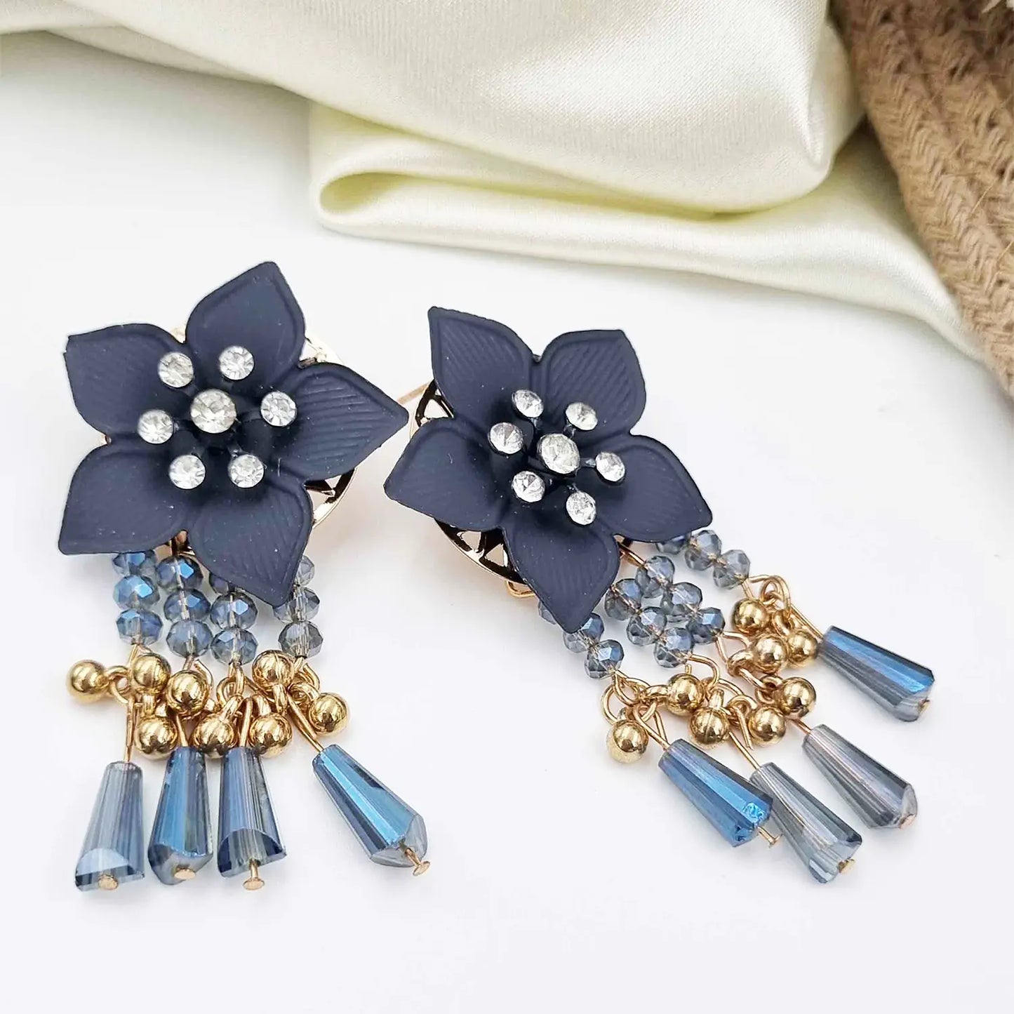 Elegant Flower Earrings with Gold Accents Attractive Sister