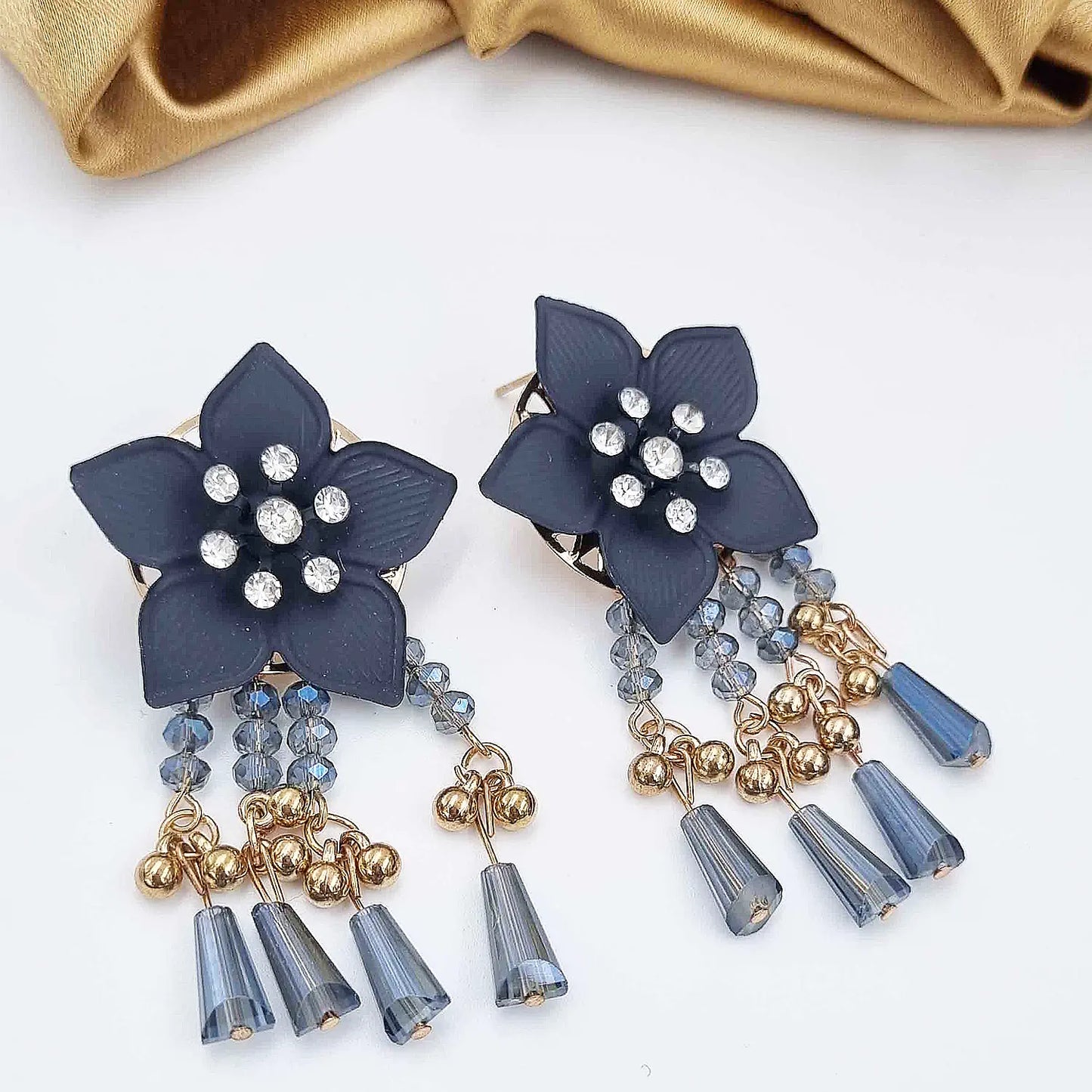 Elegant Flower Earrings with Gold Accents Attractive Sister