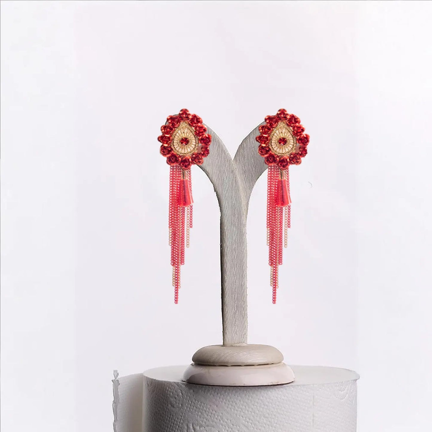 Alluring Drop Earrings with Delicate Gold Chains and Tassels Attractive Sister