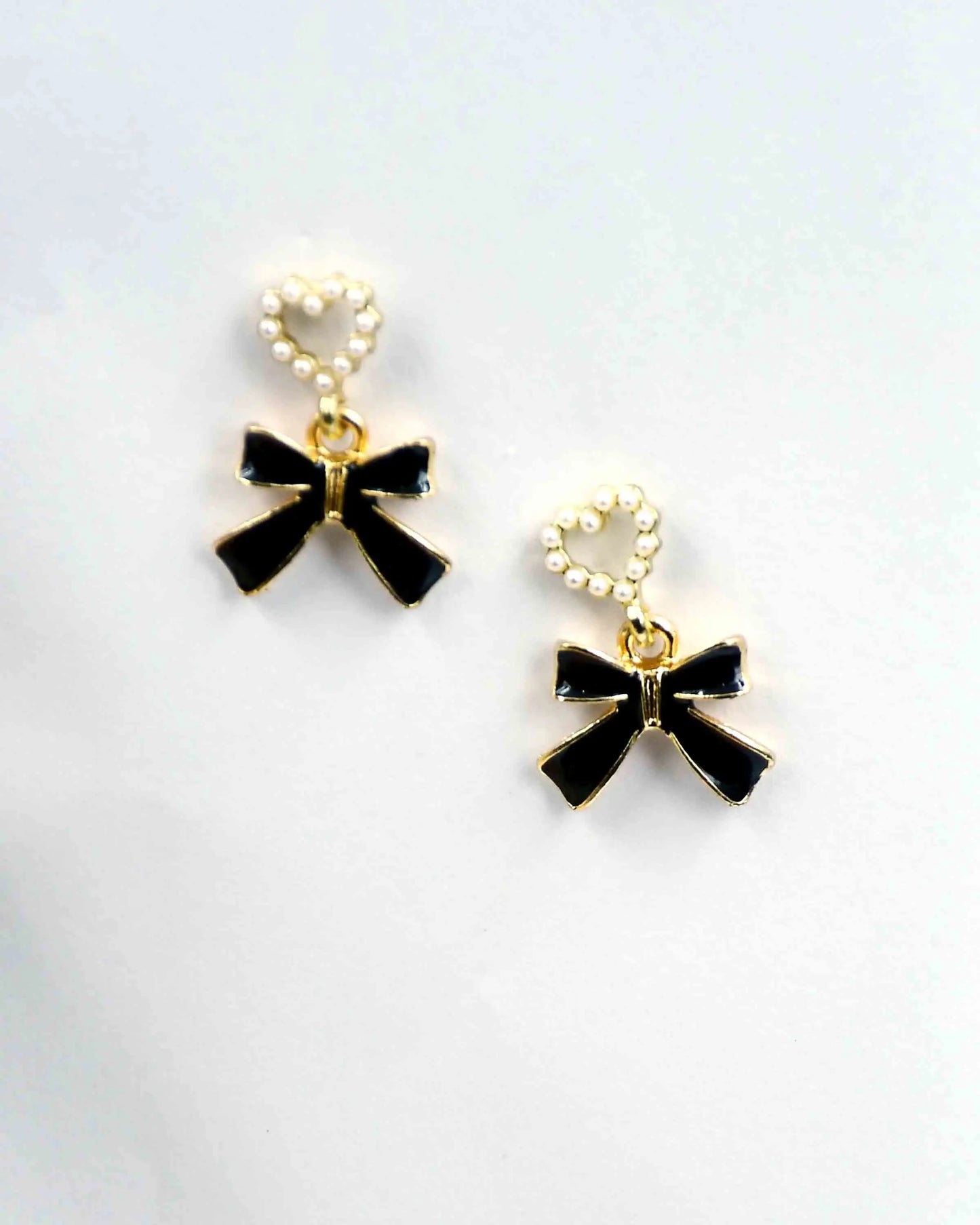 Heart Imitation Pearl Bow Earrings Attractive Sister