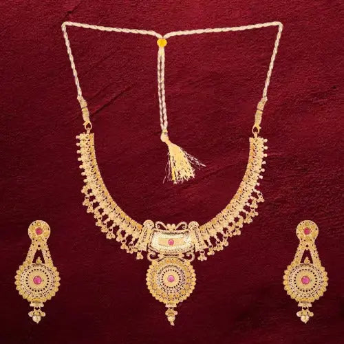 Traditional Gold-Plated Indian Necklace Set - Attractive Sister