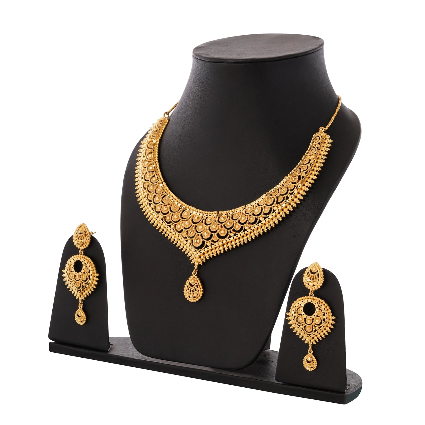 Elegant South Indian Gold Plated Bridal Choker Necklace Set with Earrings – Wedding Jewelry for Women" Attractive Sister
