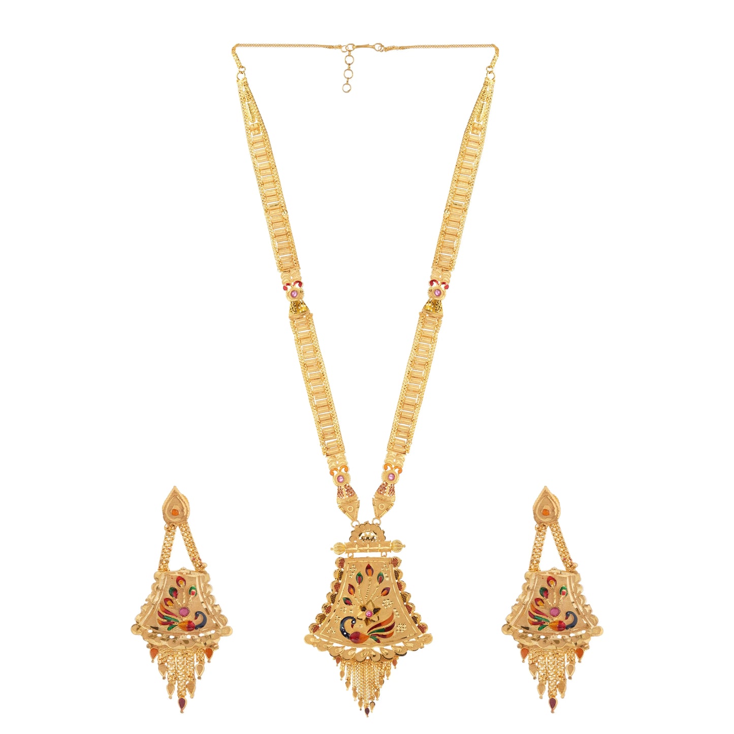 Gold-Plated Peacock Necklace Set with Earrings for Women - Attractive Sister