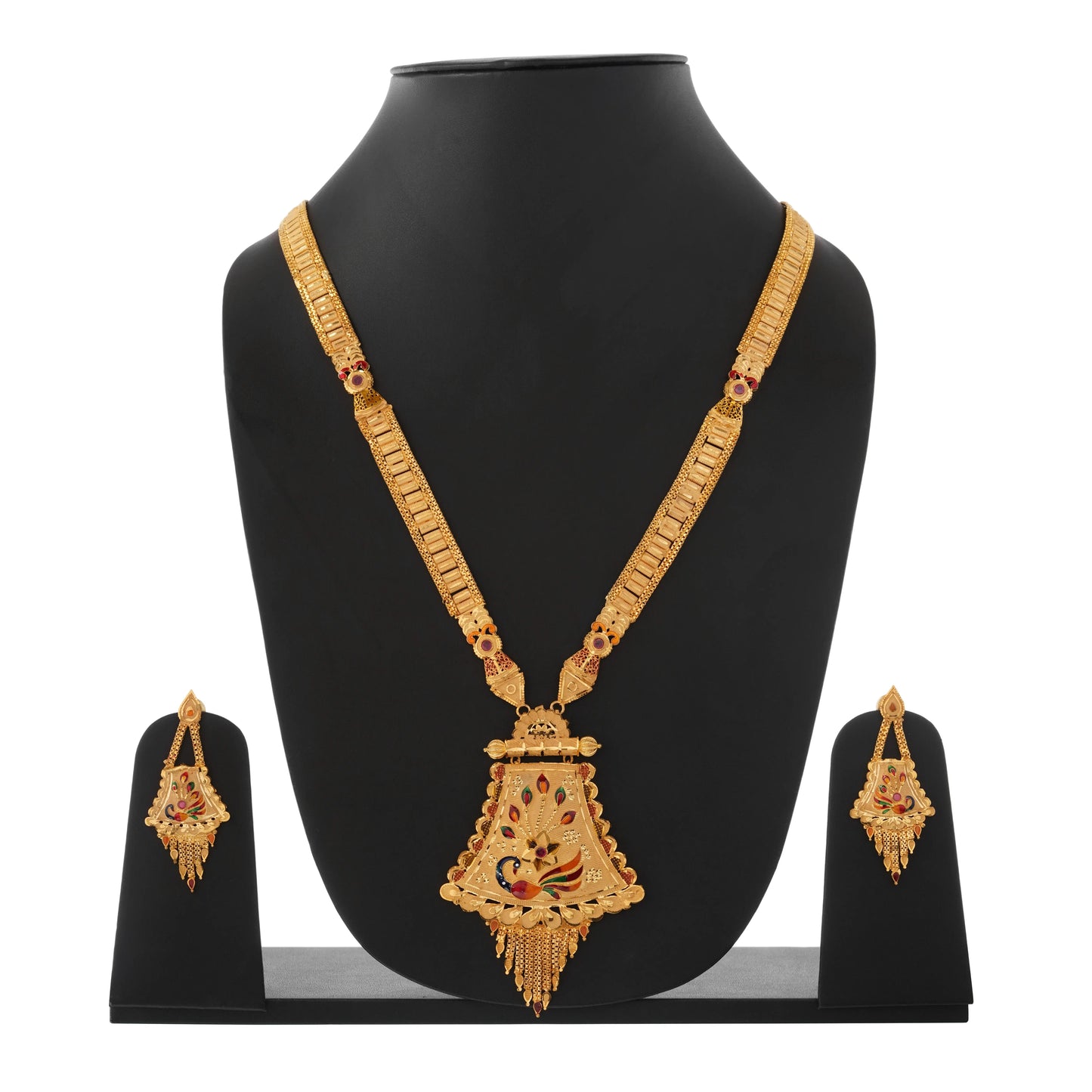 Gold-Plated Peacock Necklace Set with Earrings for Women - Attractive Sister