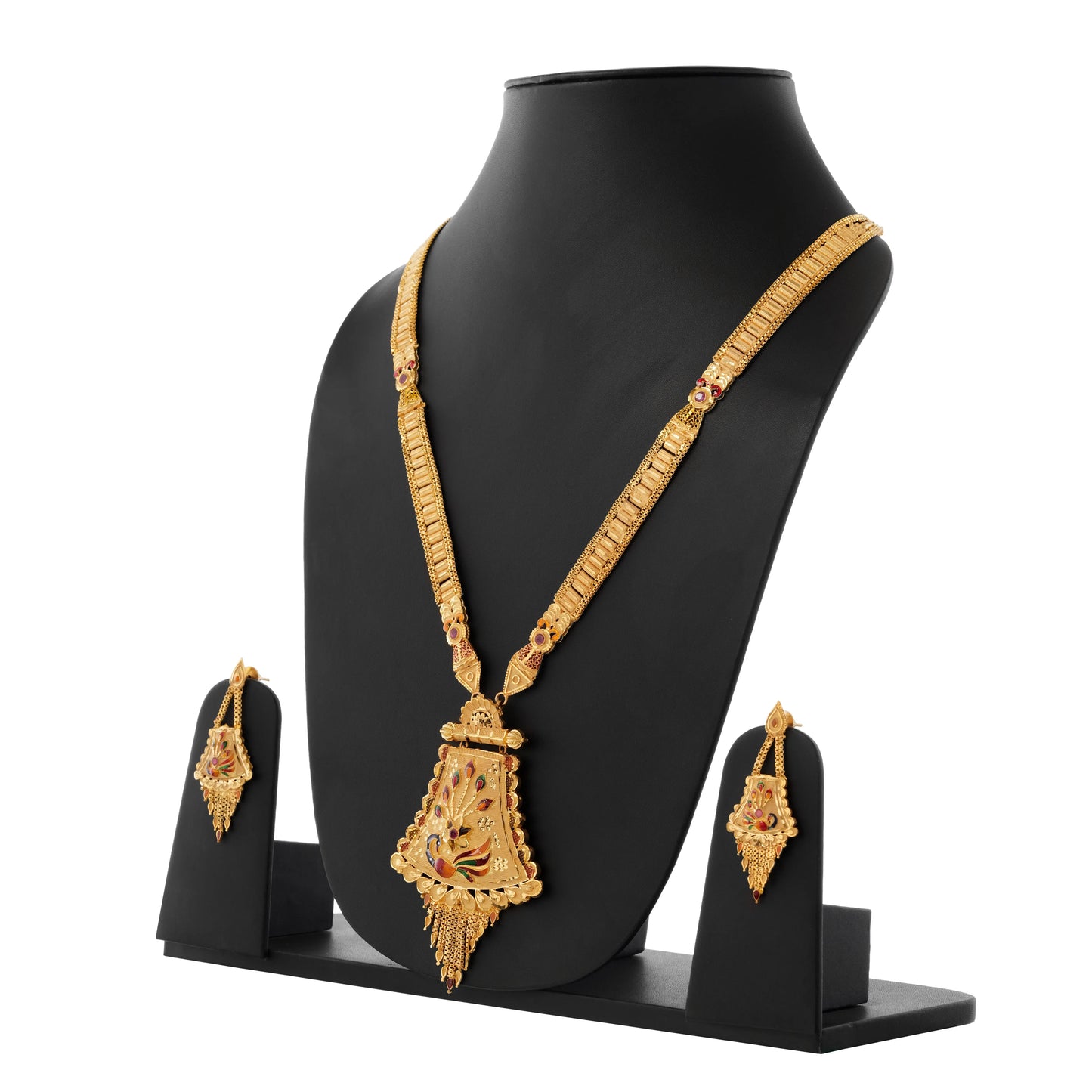 Gold-Plated Peacock Necklace Set with Earrings for Women - Attractive Sister