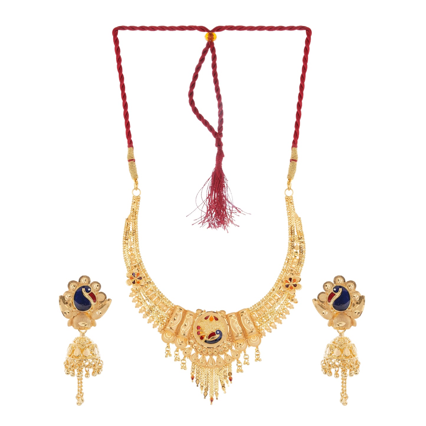 Luxury Gold-Plated Kundan Peacock Necklace Wedding Jewelry - Attractive Sister