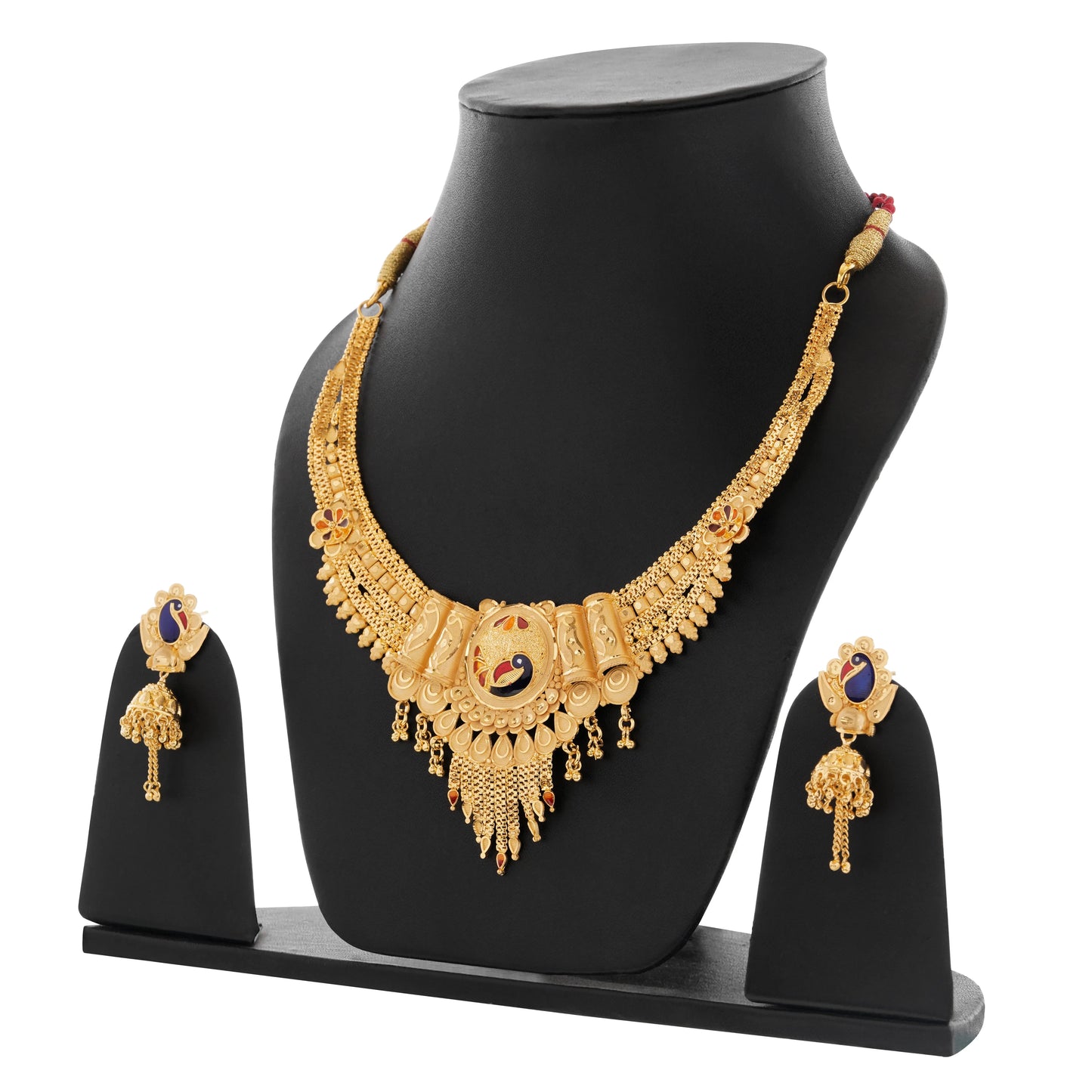 Luxury Gold-Plated Kundan Peacock Necklace Wedding Jewelry - Attractive Sister