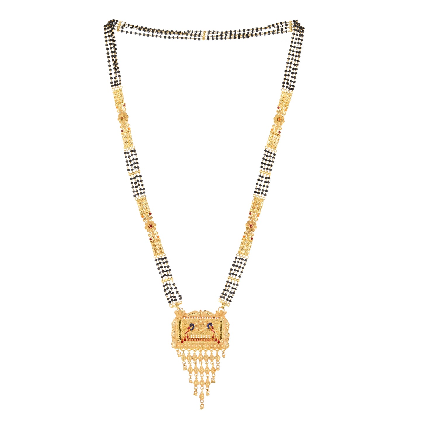 Gold-Plated Mangalsutra with Black Beads for Women Attractive Sister