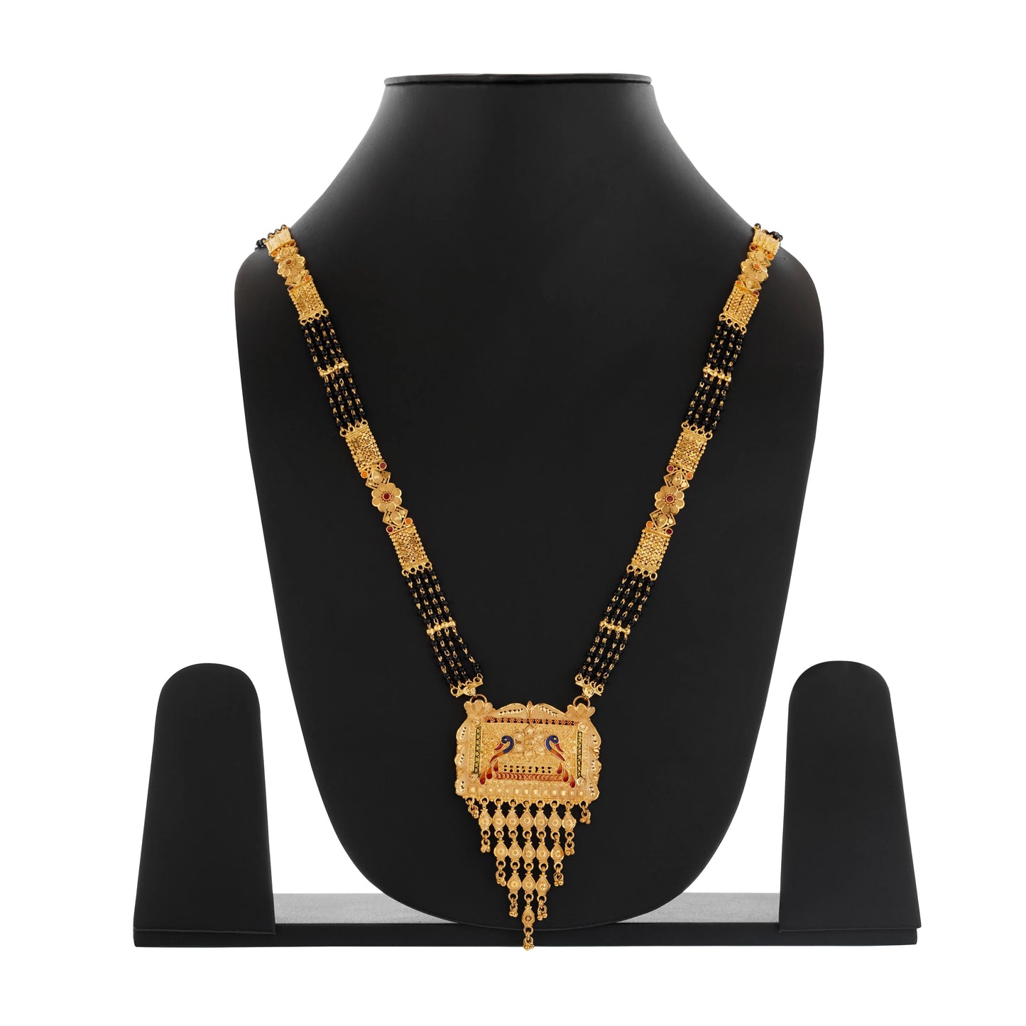 Gold-Plated Mangalsutra with Black Beads for Women Attractive Sister