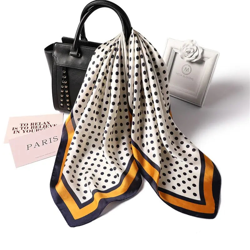 New Square Scarf Fashion Wave Point Scarf Women's Imitation Silk 70cm Professional Scarf Versatile Decorative Neck Tie Bag eprolo
