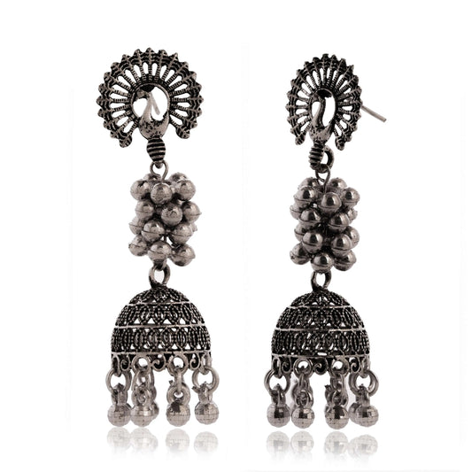 Handmade Traditional Jhumki with Moon and Flower Motif Chandbali Design Ethnic Jhumki Earrings for Women and Girls-7 Attractive Sister