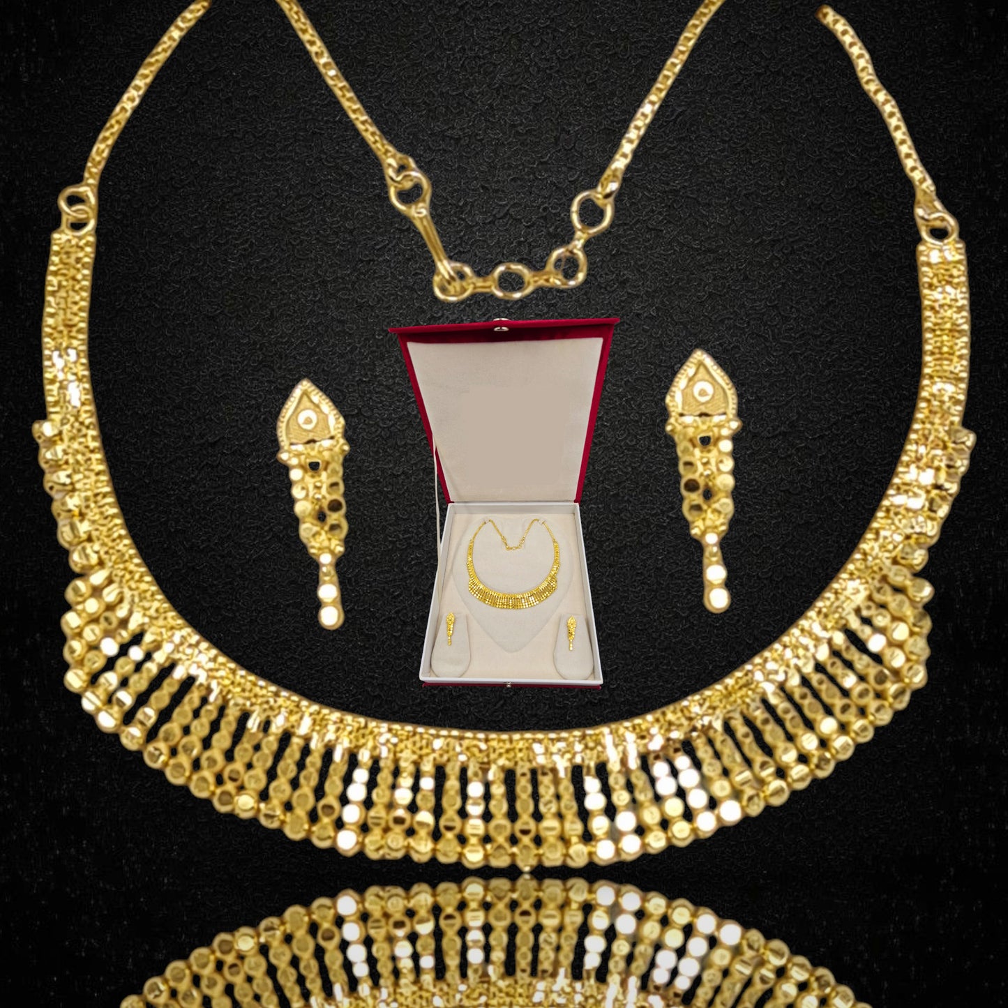 Handmade Gold Plated Choker Necklace Set | Adjustable Bridal Jewelry with Earrings and Kanchain | Lightweight Indian Jewelry with Gift Box - Attractive Sister