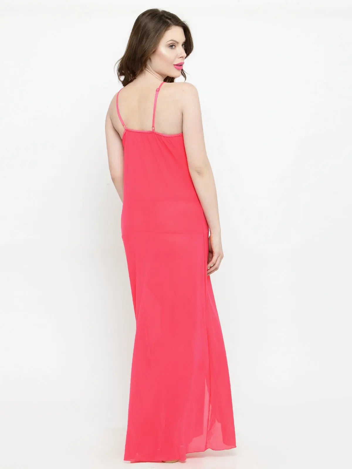 Women Deep Neck Rose Lace Bridal Nightgown Nightwear with G-String Attractive Sister