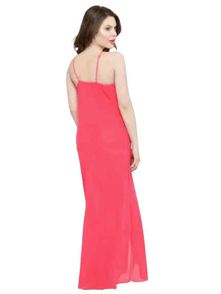 Women Deep Neck Rose Lace Bridal Nightgown Nightwear with G-String Attractive Sister