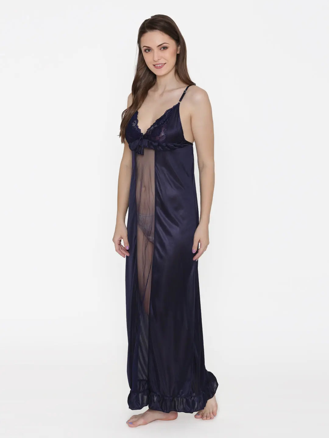 Elegant Multi-Color Solid Nightdress - Navy Blue, Pink, Red Attractive Sister