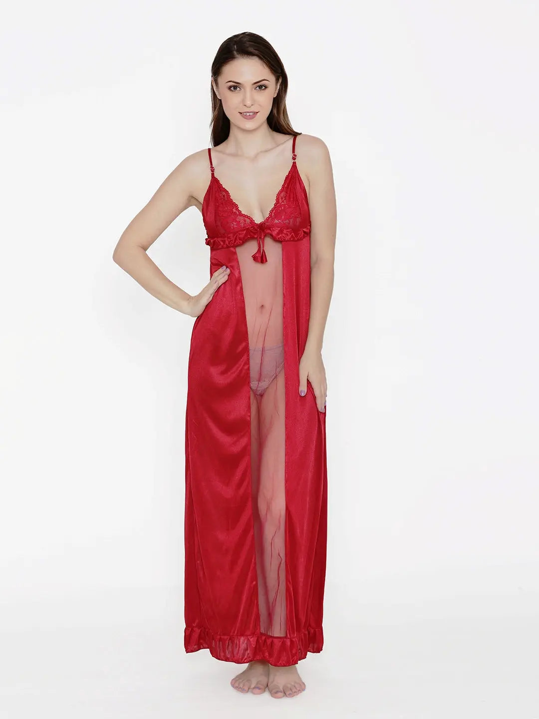 Elegant Multi-Color Solid Nightdress - Navy Blue, Pink, Red Attractive Sister