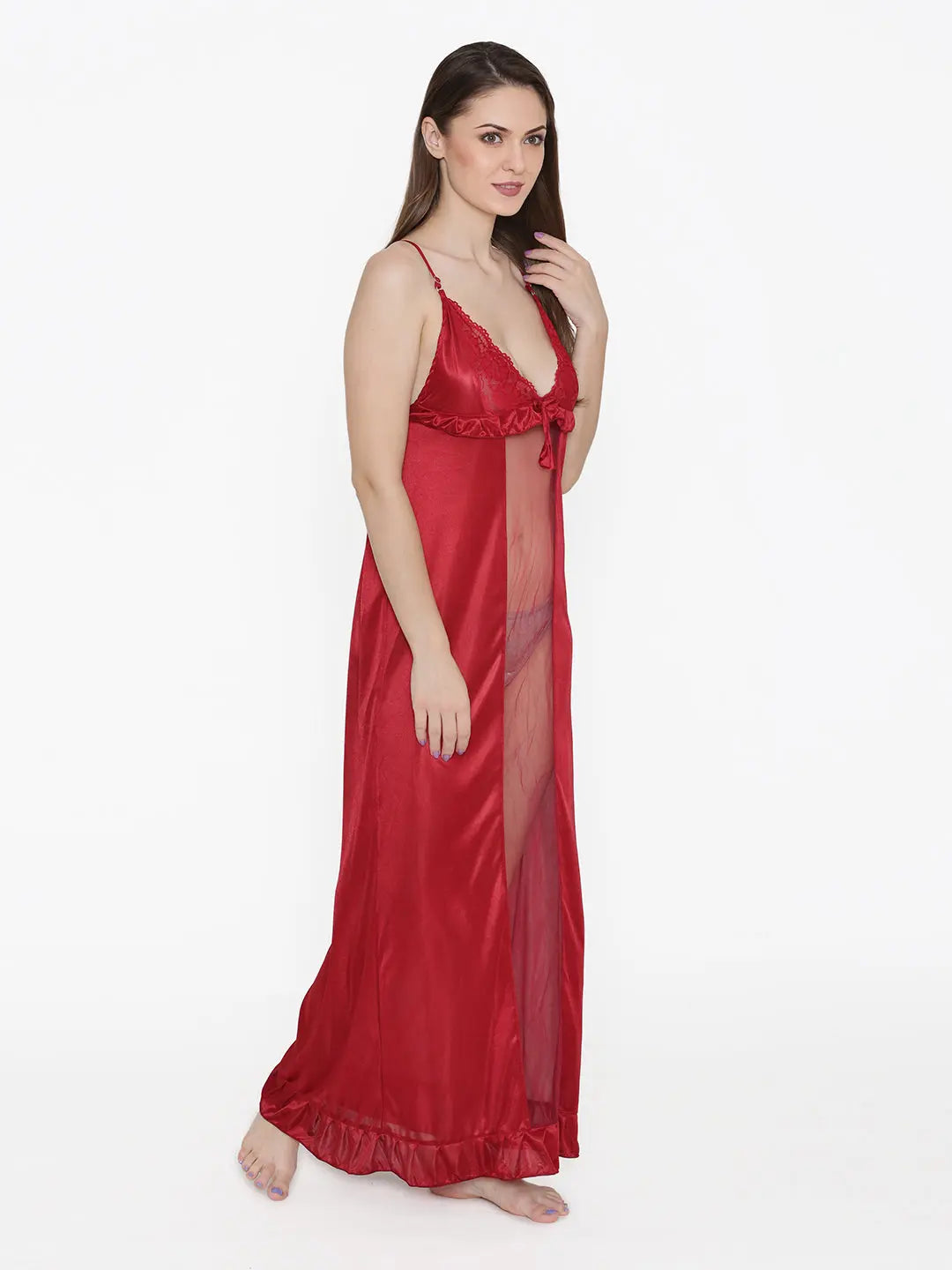 Elegant Multi-Color Solid Nightdress - Navy Blue, Pink, Red Attractive Sister
