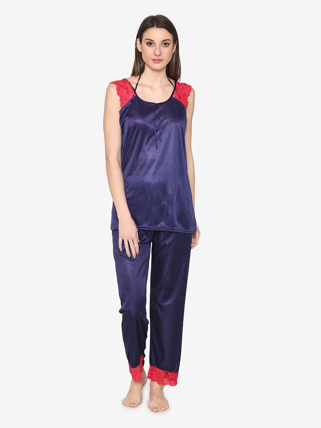 8-Piece Maroon Satin Nightwear Set for Women Attractive Sister