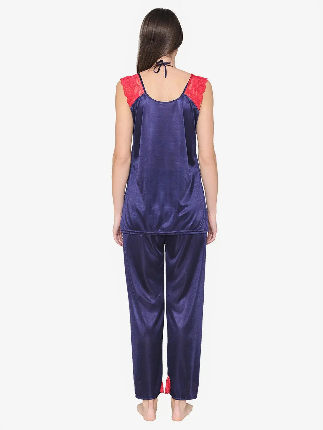 8-Piece Maroon Satin Nightwear Set for Women Attractive Sister