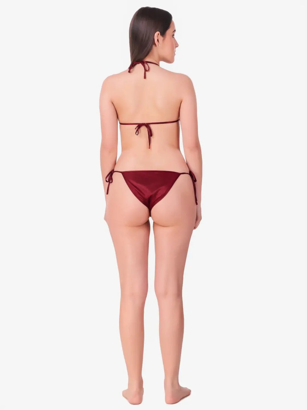 8-Piece Maroon Satin Nightwear Set for Women Attractive Sister
