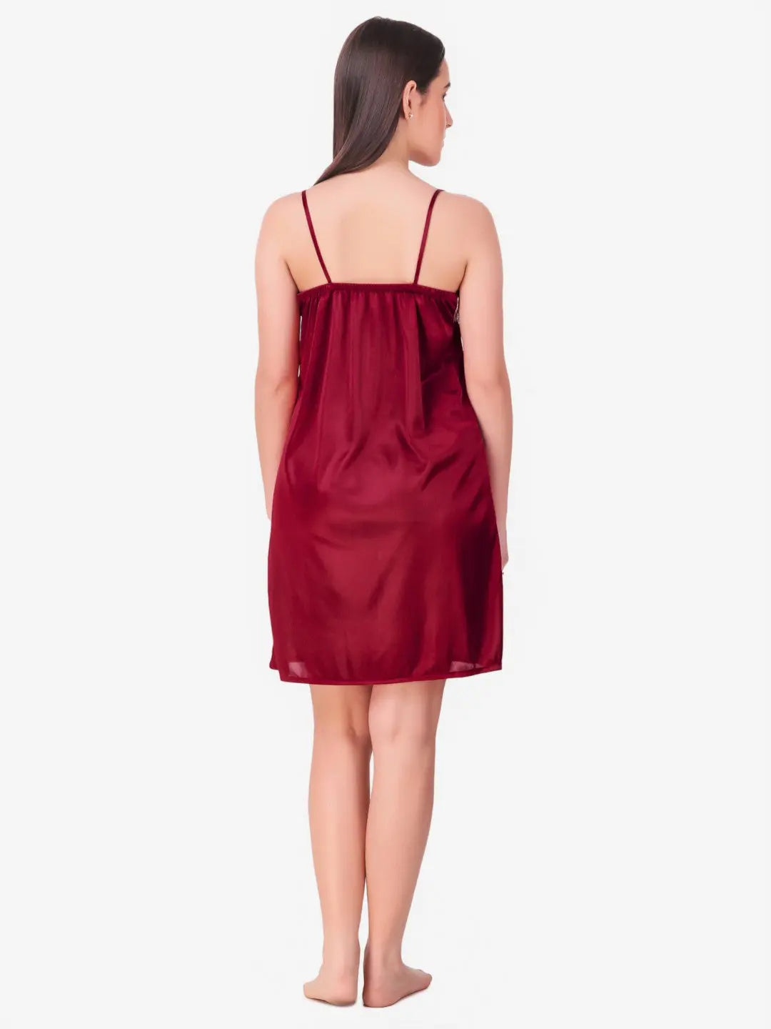 8-Piece Maroon Satin Nightwear Set for Women Attractive Sister