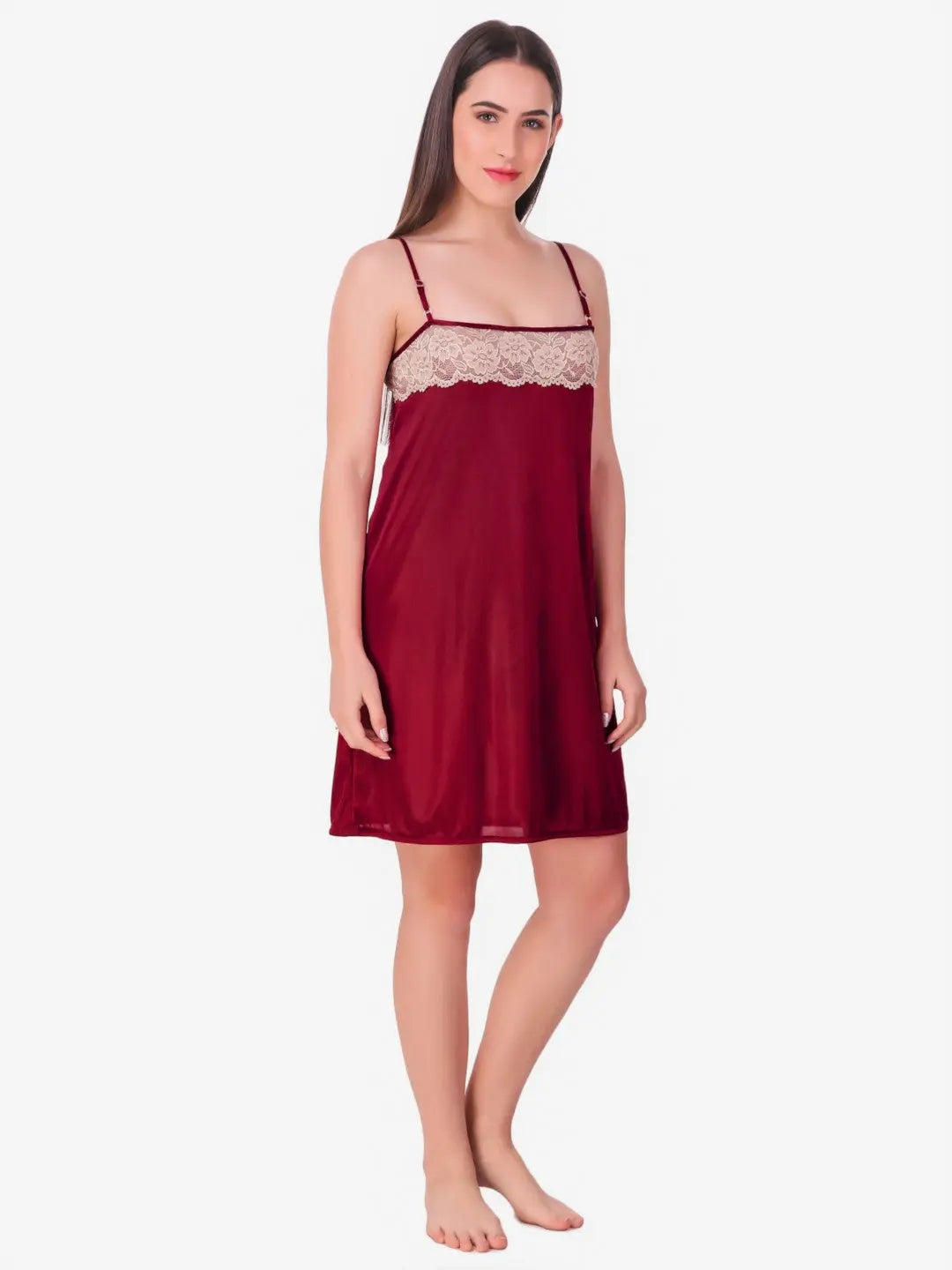 8-Piece Maroon Satin Nightwear Set for Women Attractive Sister