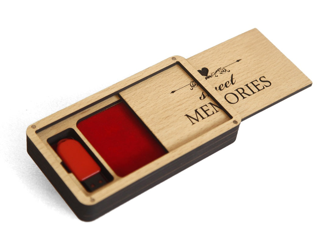 Wooden Pen Drive Organizer Box with Cover & Compartments - Stylish Storage Solution Attractive Sister