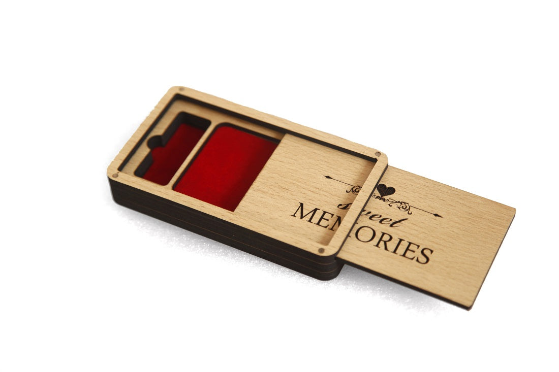 Wooden Pen Drive Organizer Box with Cover & Compartments - Stylish Storage Solution Attractive Sister