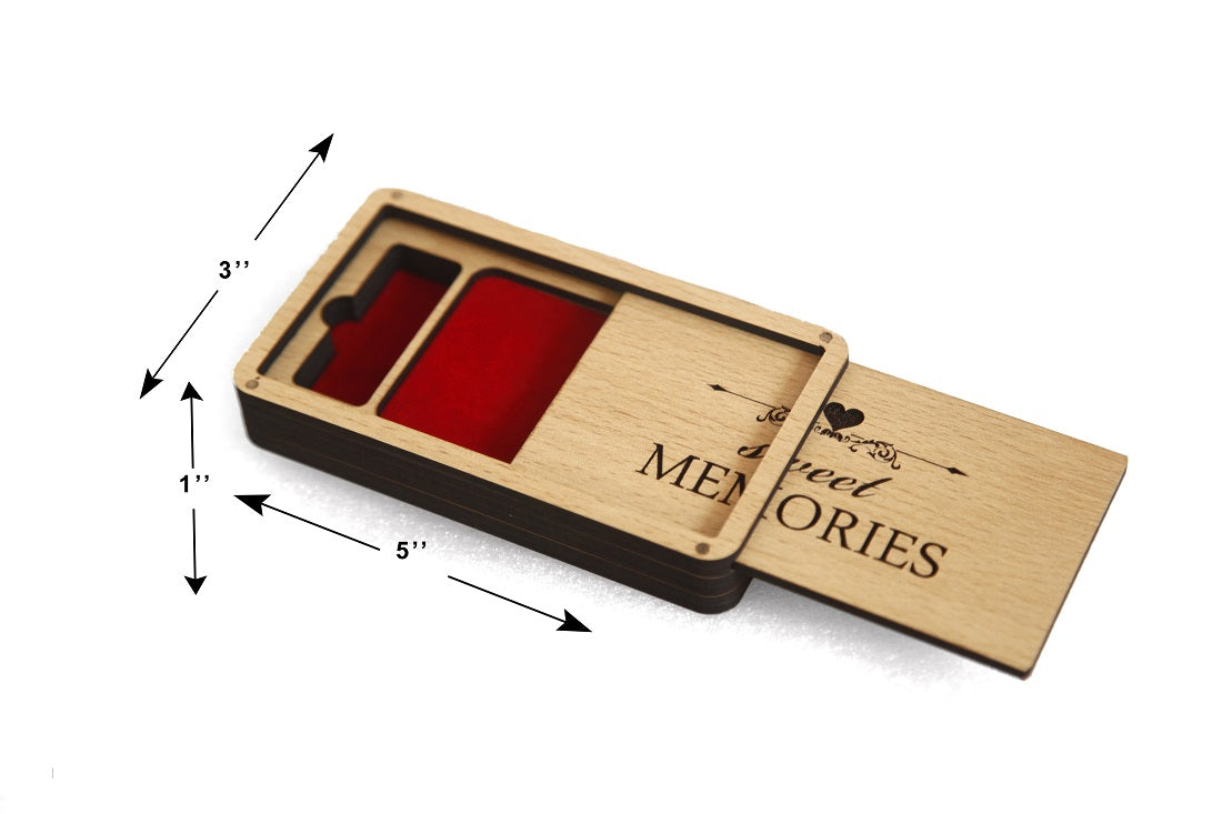 Wooden Pen Drive Organizer Box with Cover & Compartments - Stylish Storage Solution Attractive Sister