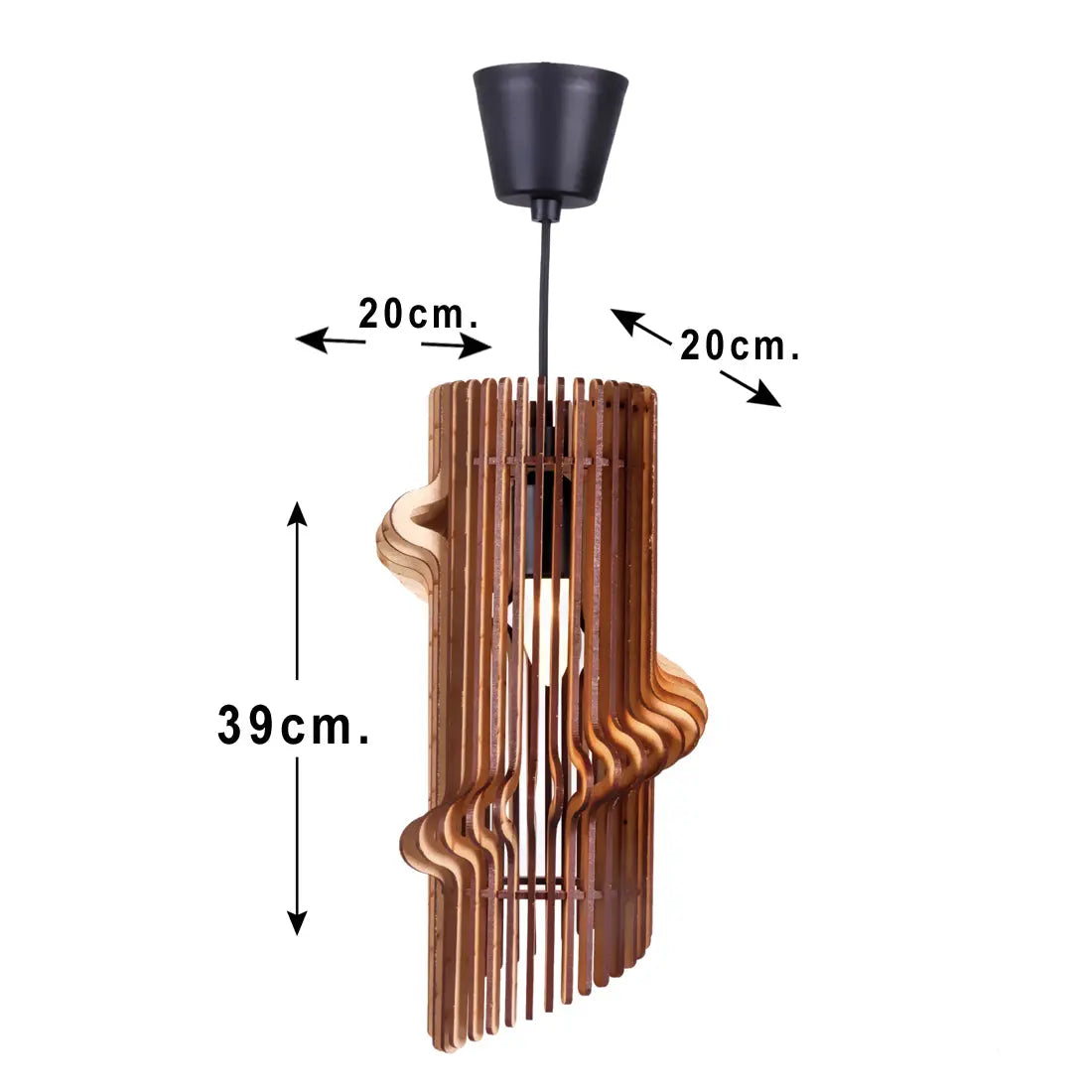 Handcrafted Wood Pendant Light (L 39 cm, W 20 cm) – Decorative Wooden Lamp Shade for Kitchen Island & Home Lighting, E27 Base Attractive Sister