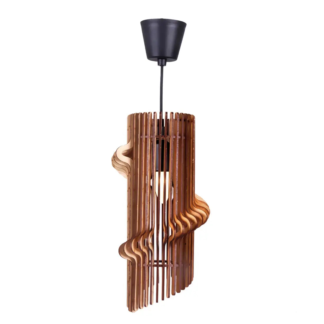 Handcrafted Wood Pendant Light (L 39 cm, W 20 cm) – Decorative Wooden Lamp Shade for Kitchen Island & Home Lighting, E27 Base Attractive Sister