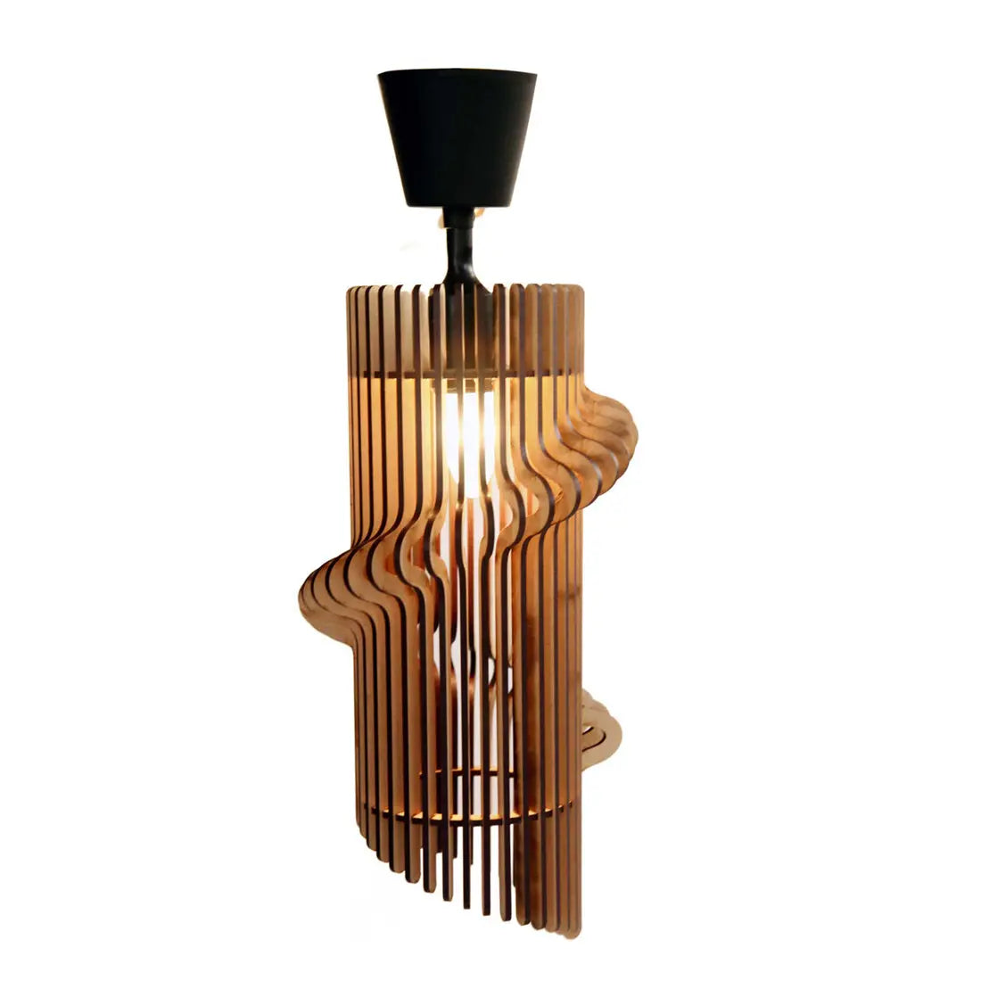 Handcrafted Wood Pendant Light (L 39 cm, W 20 cm) – Decorative Wooden Lamp Shade for Kitchen Island & Home Lighting, E27 Base Attractive Sister