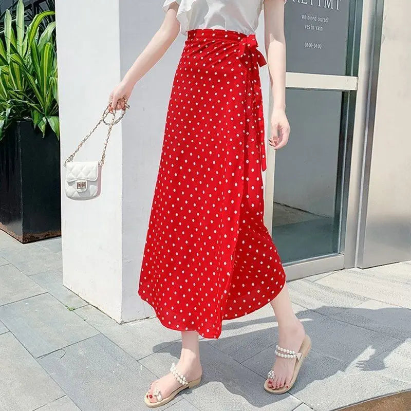 Sun-proof Skirt Chiffon Half-length High Waist A- Line With Lining CJ