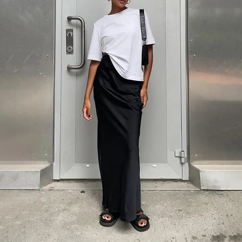Women's Fashion Casual Satin Ice Silk Skirt CJ