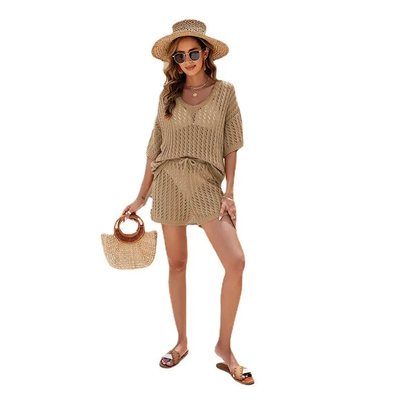 Women's Two-piece Hollow Knitted High Waist CJ